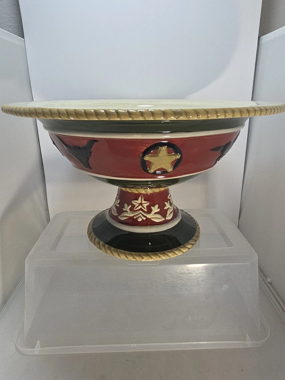 Sonoma 'Happy Trails' Cowboy Pedestal Serving Bowl Western Ranch 12.75